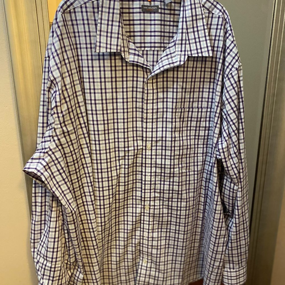 VAN HEUSEN MENS PLAID SHIRT SIZE 4XL TALL